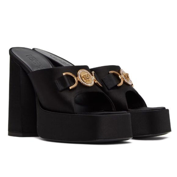 SOLD...BRAND NEW IN BOX  Aevitas Satin Platform Mules Size : 39 - Picture 1 of 9